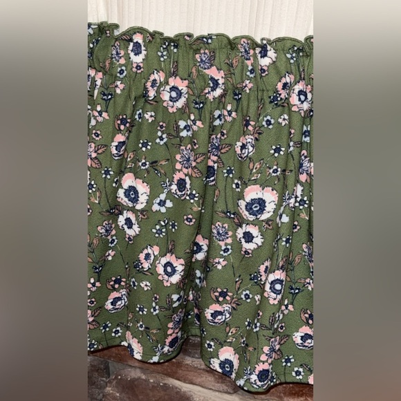 ONE STEP UP Girls/Kids Size Med 10/12 Cream and Green Floral Dress Long Sleeve - Picture 6 of 11